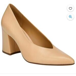 Naturalizer 7.5 Wide Pumps Leather Heels 7.5W Nude Classic RARE Office Neutral